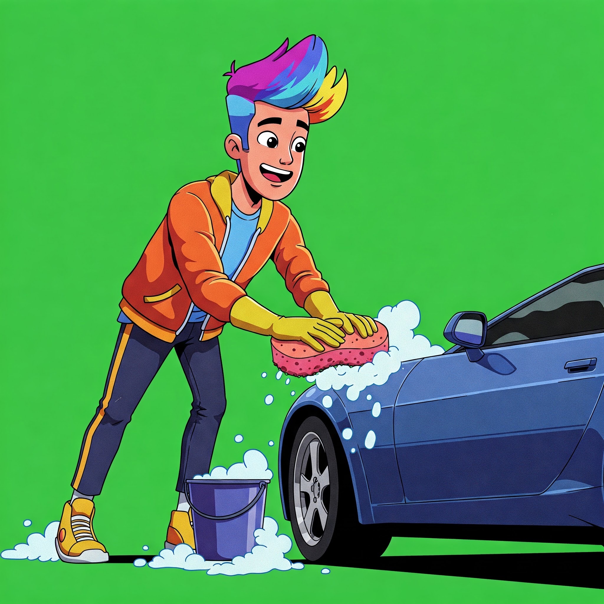 photo of Man Washing Car
